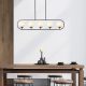 Modern Chandelier with Metal Body & Glass Cap, Black & Cream, 122 x 15 cm | Adjustable Height 49-91 cm | 5 x E14 Socket, Stylish Industrial Design