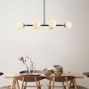 Elegant Industrial Chandelier, Adjustable Height, Black & Antique Cream, 110 x 40 x 35-66 cm | 6 x E14 Sockets, Metal Body, Modern Scandinavian Design