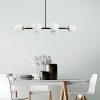 Elegant Industrial Chandelier, Adjustable Height, Black & Antique Cream, 110 x 40 x 35-66 cm | 6 x E14 Sockets, Metal Body, Modern Scandinavian Design