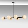 Elegant Industrial Chandelier, Adjustable Height, Black & Antique Cream, 110 x 40 x 35-66 cm | 6 x E14 Sockets, Metal Body, Modern Scandinavian Design