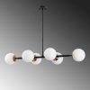 Elegant Industrial Chandelier, Adjustable Height, Black & Antique Cream, 110 x 40 x 35-66 cm | 6 x E14 Sockets, Metal Body, Modern Scandinavian Design