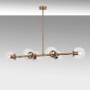 Elegant Vintage Chandelier, Metal Body & Glass Cap, Adjustable Height 110 x 40 x 35-66 cm, 6 x E14 Sockets, Copper Finish | Modern Glam Design for Home