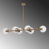 Elegant Vintage Chandelier, Metal Body & Glass Cap, Adjustable Height 110 x 40 x 35-66 cm, 6 x E14 Sockets, Copper Finish | Modern Glam Design for Home