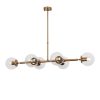 Elegant Vintage Chandelier, Metal Body & Glass Cap, Adjustable Height 110 x 40 x 35-66 cm, 6 x E14 Sockets, Copper Finish | Modern Glam Design for Home