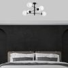 Opviq, 942FLG2507, Industrial Black Chandelier, 75 x 75 x 40 cm, Metal Body with Glass Cap (15 cm), Max 40W | Stylish Scandinavian Design for Modern Spaces