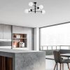 Opviq, 942FLG2507, Industrial Black Chandelier, 75 x 75 x 40 cm, Metal Body with Glass Cap (15 cm), Max 40W | Stylish Scandinavian Design for Modern Spaces