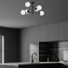 Opviq, 942FLG2507, Industrial Black Chandelier, 75 x 75 x 40 cm, Metal Body with Glass Cap (15 cm), Max 40W | Stylish Scandinavian Design for Modern Spaces