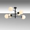 Opviq, 942FLG2507, Industrial Black Chandelier, 75 x 75 x 40 cm, Metal Body with Glass Cap (15 cm), Max 40W | Stylish Scandinavian Design for Modern Spaces