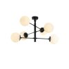 Opviq, 942FLG2507, Industrial Black Chandelier, 75 x 75 x 40 cm, Metal Body with Glass Cap (15 cm), Max 40W | Stylish Scandinavian Design for Modern Spaces