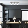 Modern Chandelier with Metal Body & Glass Cap, 82 x 10 x 26 cm | Black, Antique & White | 7 x G9 Socket, Max 10W | Stylish Scandinavian Design for Home Decor