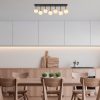 Modern Chandelier with Metal Body & Glass Cap, 82 x 10 x 26 cm | Black, Antique & White | 7 x G9 Socket, Max 10W | Stylish Scandinavian Design for Home Decor