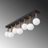 Modern Chandelier with Metal Body & Glass Cap, 82 x 10 x 26 cm | Black, Antique & White | 7 x G9 Socket, Max 10W | Stylish Scandinavian Design for Home Decor