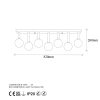 Modern Chandelier with Metal Body & Glass Cap, 82 x 10 x 26 cm | Black, Antique & White | 7 x G9 Socket, Max 10W | Stylish Scandinavian Design for Home Decor