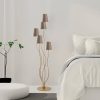 Elegant Floor Lamp with Metal Body, Gold & Beige, 44 x 44 x 160 cm | Fabric Cap (14 cm Dia, 16 cm H) | 5 x E14 Socket, Perfect for Glamorous Interiors