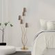 Elegant Floor Lamp with Metal Body, Gold & Beige, 44 x 44 x 160 cm | Fabric Cap (14 cm Dia, 16 cm H) | 5 x E14 Socket, Perfect for Glamorous Interiors
