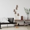 Elegant Floor Lamp with Metal Body, Gold & Beige, 44 x 44 x 160 cm | Fabric Cap (14 cm Dia, 16 cm H) | 5 x E14 Socket, Perfect for Glamorous Interiors