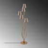 Elegant Floor Lamp with Metal Body, Gold & Beige, 44 x 44 x 160 cm | Fabric Cap (14 cm Dia, 16 cm H) | 5 x E14 Socket, Perfect for Glamorous Interiors