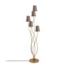 Elegant Floor Lamp with Metal Body, Gold & Beige, 44 x 44 x 160 cm | Fabric Cap (14 cm Dia, 16 cm H) | 5 x E14 Socket, Perfect for Glamorous Interiors