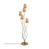 Elegant Floor Lamp with Metal Body, Gold & Beige, 44 x 44 x 160 cm | Fabric Cap (14 cm Dia, 16 cm H) | 5 x E14 Socket, Perfect for Glamorous Interiors