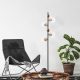 Modern Floor Lamp with Metal Body & Glass Cap, 35 x 22 x 163 cm | 6 x E14 Socket, Black & Antique Finish | Stylish Lighting for Glam & Scandinavian Decor