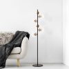 Modern Floor Lamp with Metal Body & Glass Cap, 35 x 22 x 163 cm | 6 x E14 Socket, Black & Antique Finish | Stylish Lighting for Glam & Scandinavian Decor