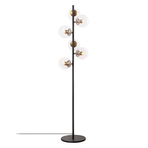 Opviq, 942FLG1513, Modern floor lamp with metal housing and glass cap, 35 x 22 x 163 cm |  black and antique finish | Stylish lighting for Glam and Scandinavian decor