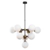 Modern Black Chandelier, Adjustable Height 74 x 74 x 66-108 cm, Metal Body & Glass Cap, 10 x E14 Sockets, Stylish Scandinavian Design, IP20