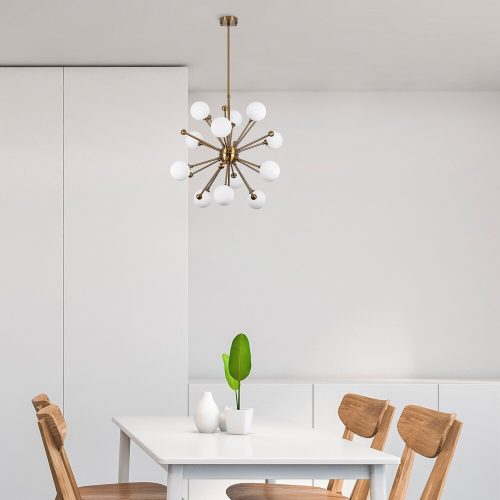 Elegant Vintage Chandelier, Copper Metal Body, 60 x 60 x 68 cm, Adjustable Height, IP20, 12 x G9 Socket, Perfect for Modern Scandinavian Decor