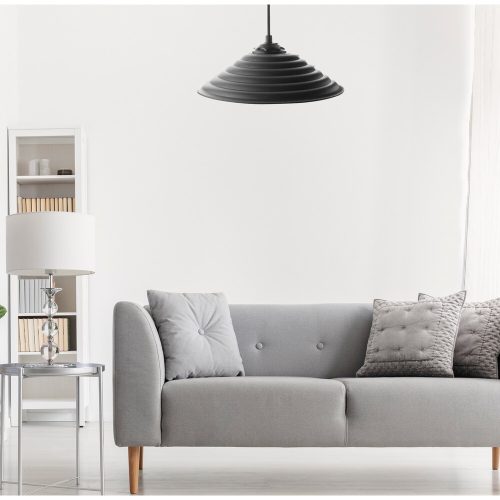 Stylish UFO Chandelier, Black, 50 cm Height | Adjustable Cable, E27 Socket, 40W Max | Modern Industrial & Scandinavian Design for Home Decor