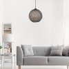 Handmade Jute Chandelier, Cream & Black, 22 cm Cap Length, 24 cm Diameter, Adjustable Cable, 55 cm Total Height | Scandinavian Design, Max 40W E27 Socket