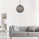 Handmade Jute Chandelier, Cream & Black, 22 cm Cap Length, 24 cm Diameter, Adjustable Cable, 55 cm Total Height | Scandinavian Design, Max 40W E27 Socket