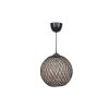 Handmade Jute Chandelier, Cream & Black, 22 cm Cap Length, 24 cm Diameter, Adjustable Cable, 55 cm Total Height | Scandinavian Design, Max 40W E27 Socket