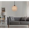 Handmade Jute Chandelier, 22 cm Cap, 55 cm Height | Adjustable Cable, E27 Max 40W | Bohemian & Scandinavian Design, White & Brown Colors, Stylish Lighting