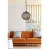 Handmade Jute Chandelier, 55 cm Height, Adjustable Cable, E27 Socket, Brown, Ecru & Black | Bohemian & Scandinavian Design for Stylish Interiors