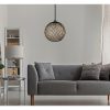Handmade Jute Chandelier, 55 cm Height, Adjustable Cable, E27 Socket, Brown, Ecru & Black | Bohemian & Scandinavian Design for Stylish Interiors