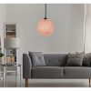 Handmade Jute Chandelier, Pink & Brown, 22 cm Cap Length, 24 cm Diameter, Adjustable Cable, 55 cm Total Height | Bohemian & Scandinavian Style, Max 40W E27