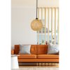 Handmade Jute Chandelier, 22 cm Cap, 55 cm Height | Adjustable Cable, E27 Max 40W | Bohemian & Scandinavian Design in Yellow & Brown, Perfect for Stylish Spaces