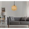 Handmade Jute Chandelier, 22 cm Cap, 55 cm Height | Adjustable Cable, E27 Max 40W | Bohemian & Scandinavian Design in Yellow & Brown, Perfect for Stylish Spaces