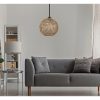 Handmade Jute Chandelier, 55 cm Height, Adjustable Cable, E27 Socket, Black & Brown | Bohemian & Scandinavian Design, Perfect for Stylish Interiors