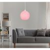 Handmade Jute Chandelier, Bohemian Style, Pink & White, 22 cm Cap Length, 24 cm Diameter, Adjustable Cable, Total Height 55 cm, E27 Max 40W.