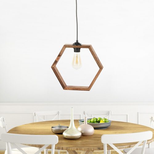 Elegant Wooden Chandelier, Brown, 30 cm Cap, 70 cm Total Height | Adjustable Cable, E27 Socket, Max 40W | CE Certified for Modern Home Decor