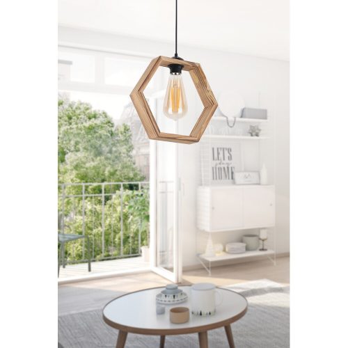 Elegant Wooden Chandelier, 30 cm Cap, 70 cm Height, Adjustable Cable, CE Certified, E27 Socket, Natural Finish | Perfect for Modern Home Decor