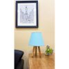 Stylish Table Lamp with Wooden Foot, Blue & Natural Colors, 33 cm Height | E27 Socket, 40W Max, 150 cm Cable, On/Off Switch | Perfect for Home Decor
