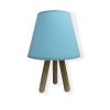 Stylish Table Lamp with Wooden Foot, Blue & Natural Colors, 33 cm Height | E27 Socket, 40W Max, 150 cm Cable, On/Off Switch | Perfect for Home Decor