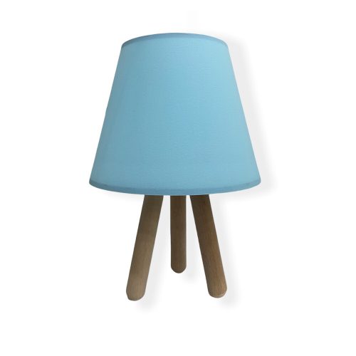 Opviq, 390FLH1716, Stylish table lamp with wooden legs, in blue and natural colors, height 33 cm | E27 Socket, 40W Max, 150 cm Cable, On/Off switch | Perfect for home decor