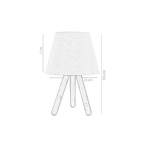 Opviq, 390FLH1716, Stylish table lamp with wooden legs, in blue and natural colors, height 33 cm | E27 Socket, 40W Max, 150 cm Cable, On/Off switch | Perfect for home decor