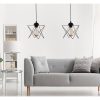 Industrial Metal Prism Chandelier (2 Pieces), Black, Adjustable Height 60 cm | E27 Socket, Max 40W | Stylish Lighting for Modern Spaces