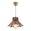 Elegant Wooden Chandelier with Replica Bamboo Cap, 27 x 27 cm, Height 55 cm | CE Certified, Adjustable Cable, E27 Socket, Brown Finish | Perfect for Modern Decor