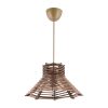 Elegant Wooden Chandelier with Replica Bamboo Cap, 27 x 27 cm, Height 55 cm | CE Certified, Adjustable Cable, E27 Socket, Brown Finish | Perfect for Modern Decor