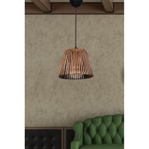 Elegant Chandelier with Metal Body & Imitation Bamboo Cap, 75 cm Height | CE Certified, E27 Socket, Black & Rose Gold Finish | Perfect for Modern Spaces